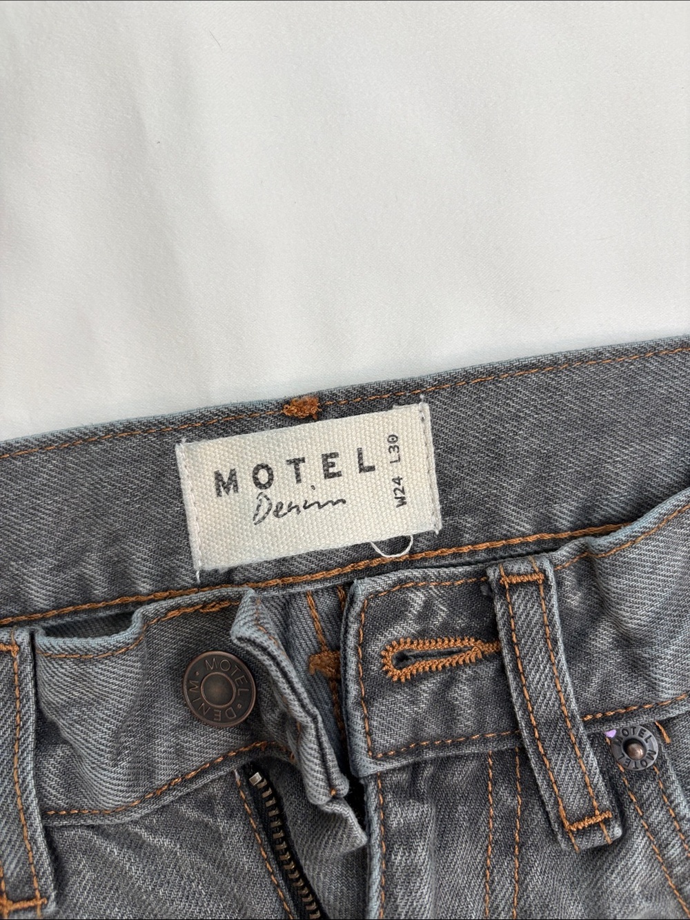 Motel Rocks Washed Grey Wide-Leg Jeans - Picture 2 of 4